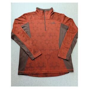 The North Face Mens Shirt 1/4 Zip MED Red Rust Side Panels Mock Neck Pullover
